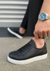 JY165 Elite Bağcıklı Cilt Erkek Günlük Sneaker Ayakkabı CBT - Siyah