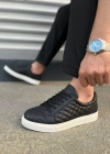 JY166 Prestige Bağcıklı Cilt Kapitone Desenli Erkek Günlük Sneaker Ayakkabı CBT - Siyah
