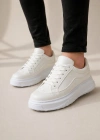 JY507 Dara Bağcıklı Cilt Erkek Günlük Sneaker Ayakkabı CBT Beyaz