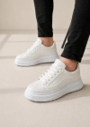 JY507 Dara Bağcıklı Cilt Erkek Günlük Sneaker Ayakkabı CBT Beyaz