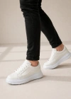 JY507 Dara Bağcıklı Cilt Erkek Günlük Sneaker Ayakkabı CBT Beyaz