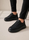 JY507 Dara Bağcıklı Cilt Erkek Günlük Sneaker Ayakkabı CST Siyah