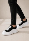 JY507 Dara Bağcıklı Süet Cilt Erkek Günlük Sneaker Ayakkabı SCBT Siyah/Beyaz