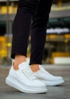 JY814 Axel Bağcıklı Cilt Erkek Günlük Sneaker Ayakkabı CBT Beyaz