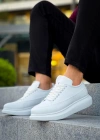 JY814 Axel Bağcıklı Cilt Erkek Günlük Sneaker Ayakkabı CBT Beyaz