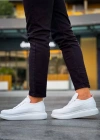 JY814 Axel Bağcıklı Cilt Erkek Günlük Sneaker Ayakkabı CBT Beyaz