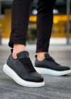 JY814 Axel Bağcıklı Cilt Erkek Günlük Sneaker Ayakkabı CBT Siyah
