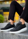 JY814 Axel Bağcıklı Cilt Erkek Günlük Sneaker Ayakkabı CBT Siyah