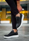 JY814 Axel Bağcıklı Cilt Erkek Günlük Sneaker Ayakkabı CBT Siyah