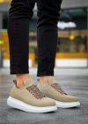 JY814 Axel Bağcıklı Süet Erkek Günlük Sneaker Ayakkabı SBT Krem