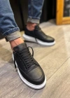 JY914 Drake Bağcıklı Cilt Erkek Günlük Sneaker Ayakkabı CBT Siyah