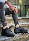 KB-056 Kuback Siyah Cilt Siyah Yüksek Taban Günlük Spor Ayakkabı