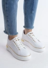 MINA Bağcıklı Ortopedik Taban Kadın Sneaker Spor Ayakkabı  CBT - Beyaz/Altın