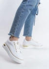 MINA Bağcıklı Ortopedik Taban Kadın Sneaker Spor Ayakkabı  CBT - Beyaz/Altın