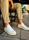 MN979 - Santoni GBT Spor Erkek Ayakkabı BEYAZ/SARI