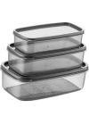 Oval 3 Parça Hava Almaz Sızdırmaz Saklama Kabı Seti Füme (300/500/800 ml)