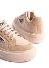 PRAG Bağcıklı Ortopedik Taban Desenli Kadın Sneaker Spor Ayakkabı CTT - Ten
