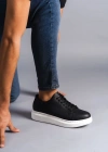 SLW151 Boost Bağcıklı Cilt Erkek Günlük Sneaker Ayakkabı CBT - Siyah