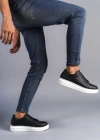 SLW151 Boost Bağcıklı Cilt Erkek Günlük Sneaker Ayakkabı CBT - Siyah