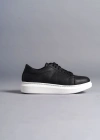 SLW151 Boost Bağcıklı Cilt Erkek Günlük Sneaker Ayakkabı CBT - Siyah