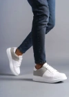 SLW151 Boost Bağcıklı Cilt Süet Erkek Günlük Sneaker Ayakkabı CSBT - Beyaz/Gri