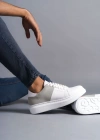 SLW151 Boost Bağcıklı Cilt Süet Erkek Günlük Sneaker Ayakkabı CSBT - Beyaz/Gri