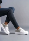 SLW151 Boost Bağcıklı Cilt Süet Erkek Günlük Sneaker Ayakkabı CSBT - Beyaz/Gri