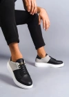 SLW151 Boost Bağcıklı Cilt Süet Erkek Günlük Sneaker Ayakkabı CSBT - Siyah/Gri