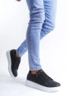 SLW155 Warrior Bağcıklı ve Fermuarlı Cilt Erkek Günlük Sneaker Ayakkabı CBT - Siyah