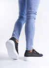 SLW155 Warrior Bağcıklı ve Fermuarlı Cilt Erkek Günlük Sneaker Ayakkabı CBT - Siyah