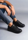 SLW155 Warrior Bağcıklı ve Fermuarlı Cilt Erkek Günlük Sneaker Ayakkabı CST - Siyah