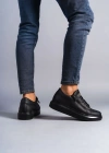 SLW155 Warrior Bağcıklı ve Fermuarlı Cilt Erkek Günlük Sneaker Ayakkabı CST - Siyah