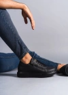 SLW155 Warrior Bağcıklı ve Fermuarlı Cilt Erkek Günlük Sneaker Ayakkabı CST - Siyah