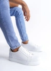 SLW165 Elite Bağcıklı Cilt Erkek Günlük Sneaker Ayakkabı CBT - Beyaz