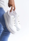 SLW165 Elite Bağcıklı Cilt Erkek Günlük Sneaker Ayakkabı CBT - Beyaz