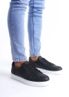 SLW166 Prestige Bağcıklı Cilt Kapitone Desenli Erkek Günlük Sneaker Ayakkabı CBT - Siyah
