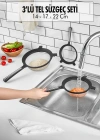 Tencereye Takılabilen 3lü Tel Süzgeç Seti (14cm-17cm-22cm)