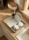 Vizon Sürgülü Lavabo Üstü Bulaşıklık & Fonksiyonel Tabaklık Ve Bardaklık 32x36 cm