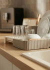 Vizon Sürgülü Lavabo Üstü Bulaşıklık & Fonksiyonel Tabaklık Ve Bardaklık 32x36 cm