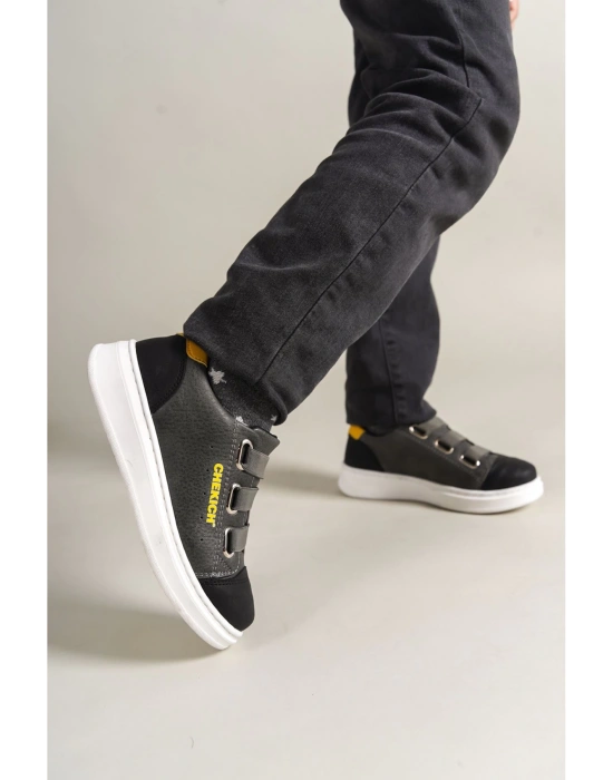 1007 Montana Çocuk Ayakkabı Siyah-gri-sarı Çocuk Spor Ayakkabı