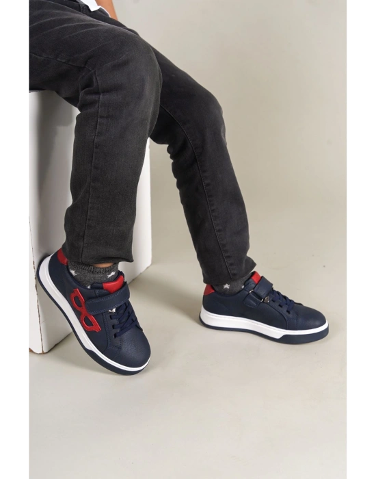 1011 - Glasses-X Çocuk Ayakkabı Lacivert Kırmızı Beyaz