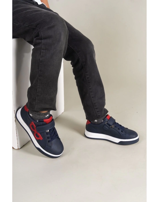 1011 Glasses-x Çocuk Ayakkabı Lacivert Kırmızı Beyaz Çocuk Spor Ayakkabı