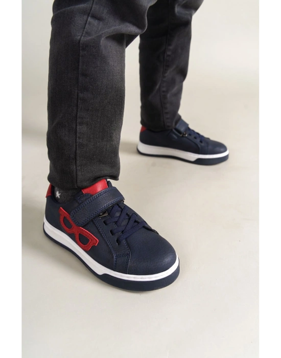 1011 - Glasses-X Çocuk Ayakkabı Lacivert Kırmızı Beyaz