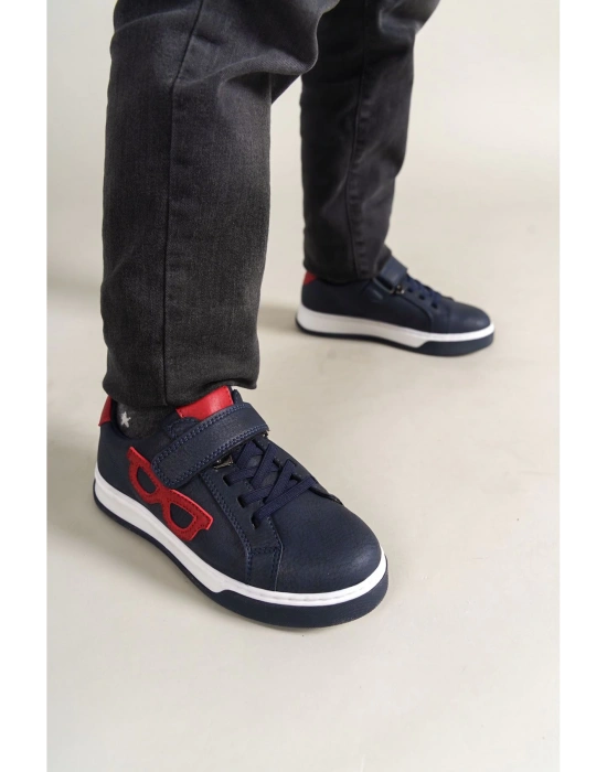 1011 Glasses-x Çocuk Ayakkabı Lacivert Kırmızı Beyaz Çocuk Spor Ayakkabı