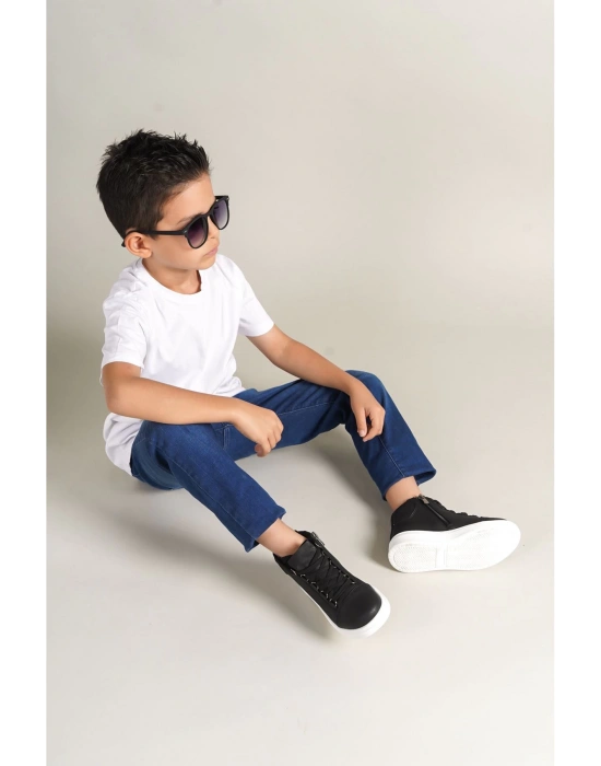 1012 Roma Çocuk Ayakkabı Siyah Çocuk Bot