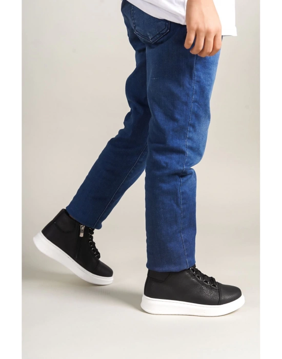 1012 Roma Çocuk Ayakkabı Siyah Çocuk Bot