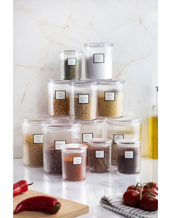 12li Barok Yuvarlak 3 Boy Kavanoz Seti & Saklama Kabı & Erzak Kabı (4*2000 ML, 4*1000 ML, 4*500 ML)