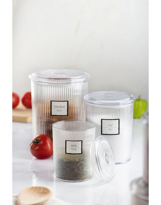 12li Barok Yuvarlak 3 Boy Kavanoz Seti & Saklama Kabı & Erzak Kabı (4*2000 ML, 4*1000 ML, 4*500 ML)