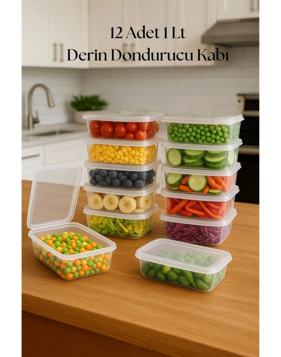 12’li Derin Dondurucu Saklama Kabı & Organizeri 1 lt 12,5x19,5x5,5 cm