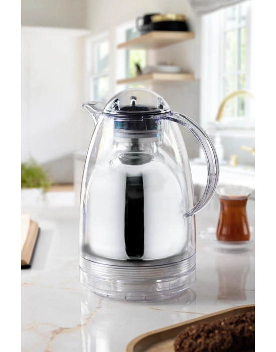 1.5 LT Isı Yalıtımlı Çay Ve Soğuk Su Termosu Şeffaf (12 Saat Sıcak Tutar& İçi Camdır)